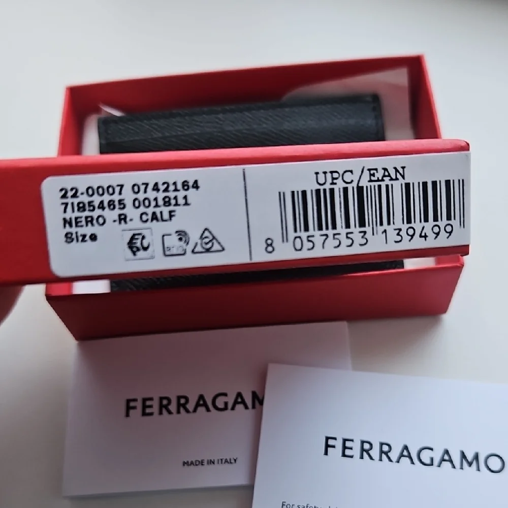 Salvatore Ferragamo Black Card Holder with Gold Accent - Picture 2 of 4